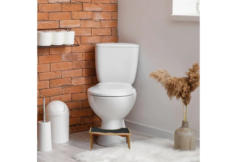 RELAXDAYS RELAXDAYS Badhocker Toilettenhocker aus Bambus (1 St), Braun|schwarz, – Produktbild 5 von 5