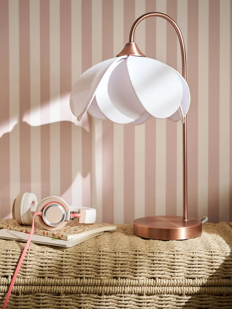 Vertbaudet Nachttischlampe BLUME mit Metallfuß Kinderzimmer, Beige, – Produktbild 1 von 3