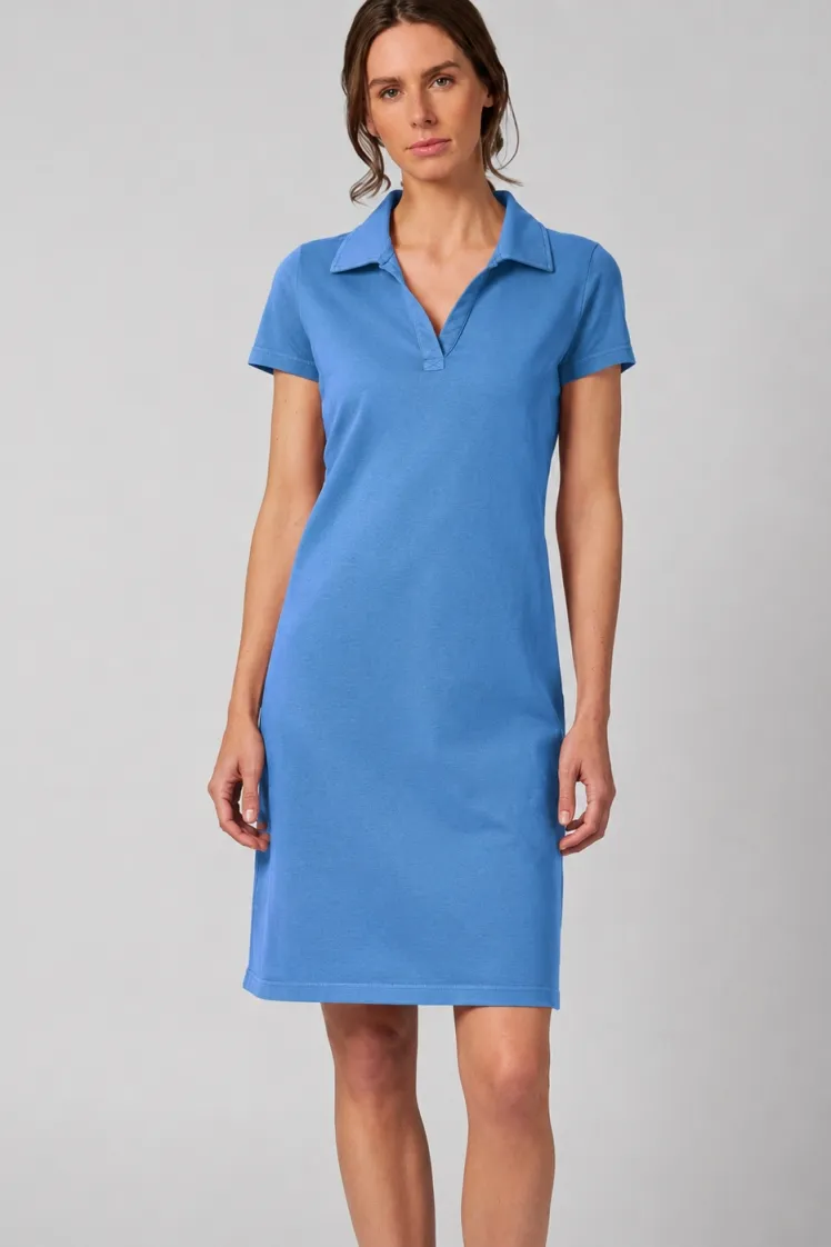 HempAge Hempage Damen vegan Kleid Timeless Summer Flat Collar Ocean, Blau, – Produktbild 2 von 2