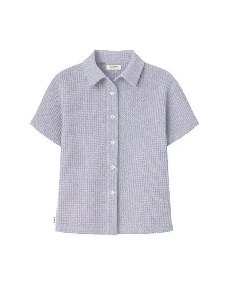 FUXBAU FUXBAU Frauen kurzarm Waffelstrick Bluse, Lavendel, – Produktbild 3 von 4