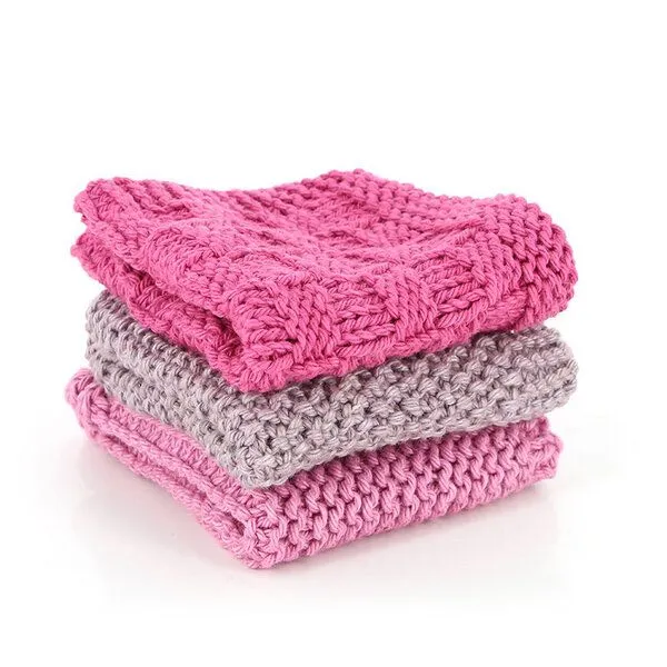 GLOBO Fair Trade GLOBO Fair Trade 3er Set Spültücher, Baumwolle, Rose (rosa), – Produktbild 1 von 2