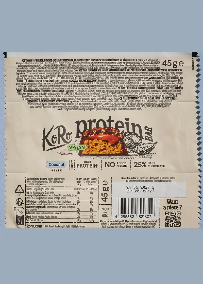 KoRo Vegan Protein Bar Coconut Style | 45 g – Produktbild 5 von 5