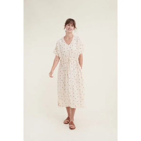 Basic Apparel Basic Apparel Kleid ANJO mit feinem Blätterprint, Natur (birch), – Produktbild 1 von 3