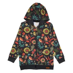 Walkiddy Kinder Sweatjacke GOTS zertifiziert Bio-Baumwolle, Dunkelblau, Blumenmuster, Walkiddy – Produktbild 1 von 1