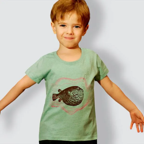 little kiwi little kiwi Kinder T-Shirt, "Kugelfisch", Grün - mint green, – Produktbild 1 von 1