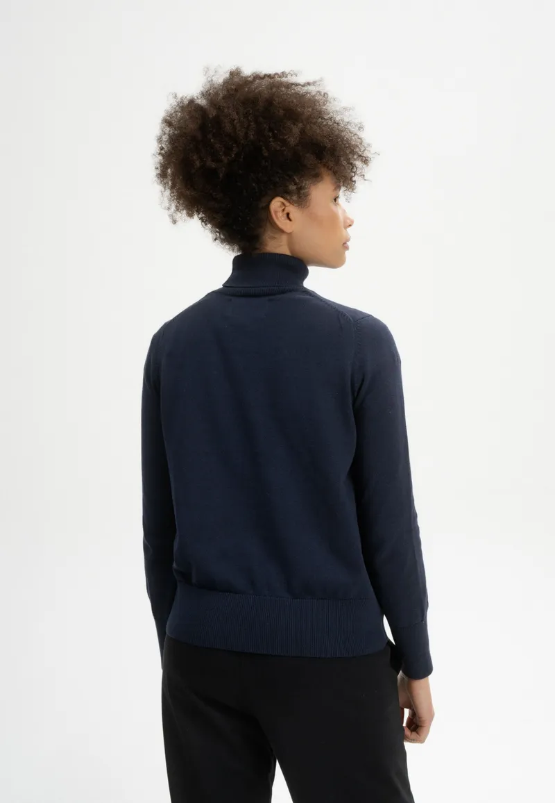 MELA MELA Damen vegan Feinstrick-Rollkragenpullover Mayura Marineblau, Extra dunkelblau, – Produktbild 1 von 2