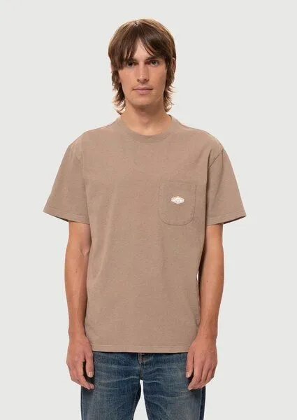 Nudie Jeans Nudie Jeans T-Shirt Leffe Pocket - Brown Melange – Produktbild 2 von 3
