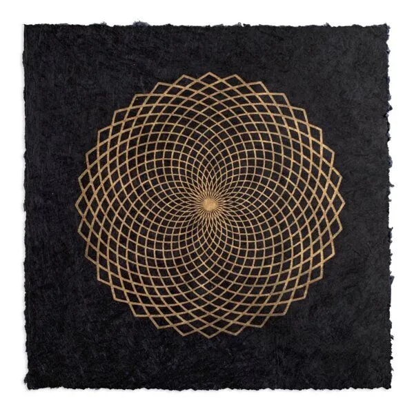 Veskor Cassiopeia Veskor Cassiopeia LOTUS DES LEBENS Heilige Geometrie Linoldruck | 27,5 x 27,5 cm | Gold auf Naturweiß – Produktbild 1 von 8