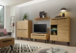 Home affaire Highboard Torge, Kommode, Schrank, Sideboard, Anrichte, Mehrzweckschrank (1 St), abgeschrägte Füße, drei Farben, Scandi Design, 107 cm breit – Produktbild 1 von 1