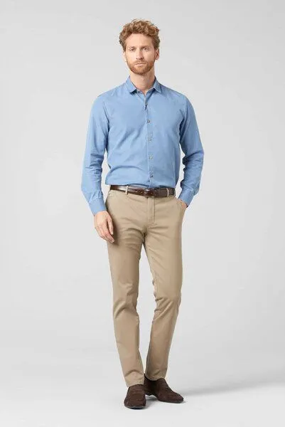 Meyer MEYER Pimacotton Super Stretch Satin Chino, Beige (beige), – Produktbild 2 von 4