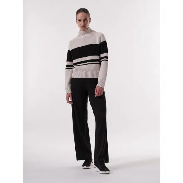LANIUS LANIUS Colourblock-Pullover aus Bio-Baumwolle, Off white melange/black, – Produktbild 4 von 4