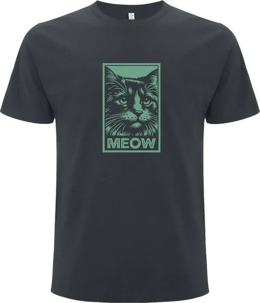 Spreecult Spreecult Meow Katze - Bio und Fair - Männer Unisex T-Shirt, Grau, – Produktbild 2 von 2