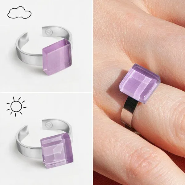 ALEXASCHA ALEXASCHA Geometrischer Ring aus Glas, mini, Lavendel, – Produktbild 3 von 4