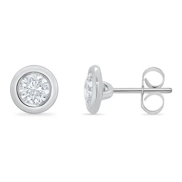 Eppi Eppi Bezelohrstecker aus Gold mit 0.5ct synthetischen Diamanten Viorica, Weiss, – Produktbild 4 von 4