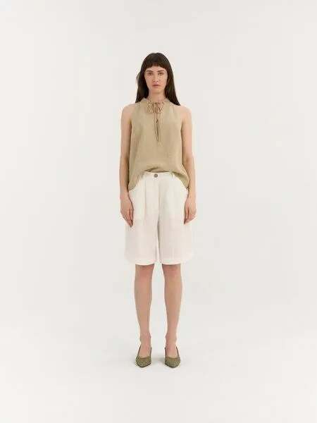 AmourLinen AmourLinen Klassische Leinen-Shorts LEONA, Weiß, – Produktbild 1 von 2