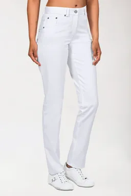 BERUFSBEKLEIDUNG 5-Pocket  Arbeits- und Berufshose Damen - Hohe Taille, weiß - Berufsbekleidung.de – Produktbild 1 von 1