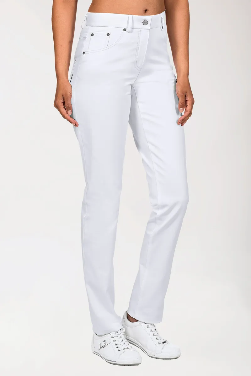BERUFSBEKLEIDUNG 5-Pocket Arbeits- und Berufshose Damen - Hohe Taille, weiß - Berufsbekleidung.de, Weiß, – Produktbild 1 von 1