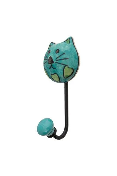 Tranquillo Wandhaken OCEAN MEOW - türkis – Produktbild 3 von 5