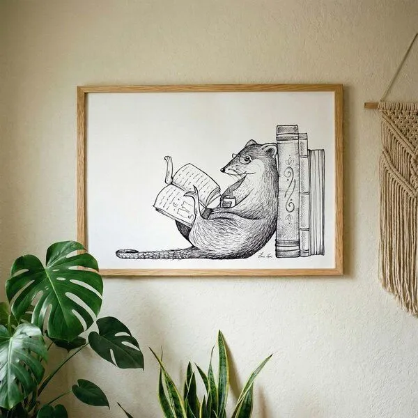 LIGARTI Kunstdruck »Leseratte« von LIGARTI | A4, A3 oder A2 | Wandbild | Poster | Kunst – Produktbild 2 von 3