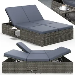 Casaria® Casaria® Polyrattan Gartenliege 200x115x33cm – Produktbild 1 von 1
