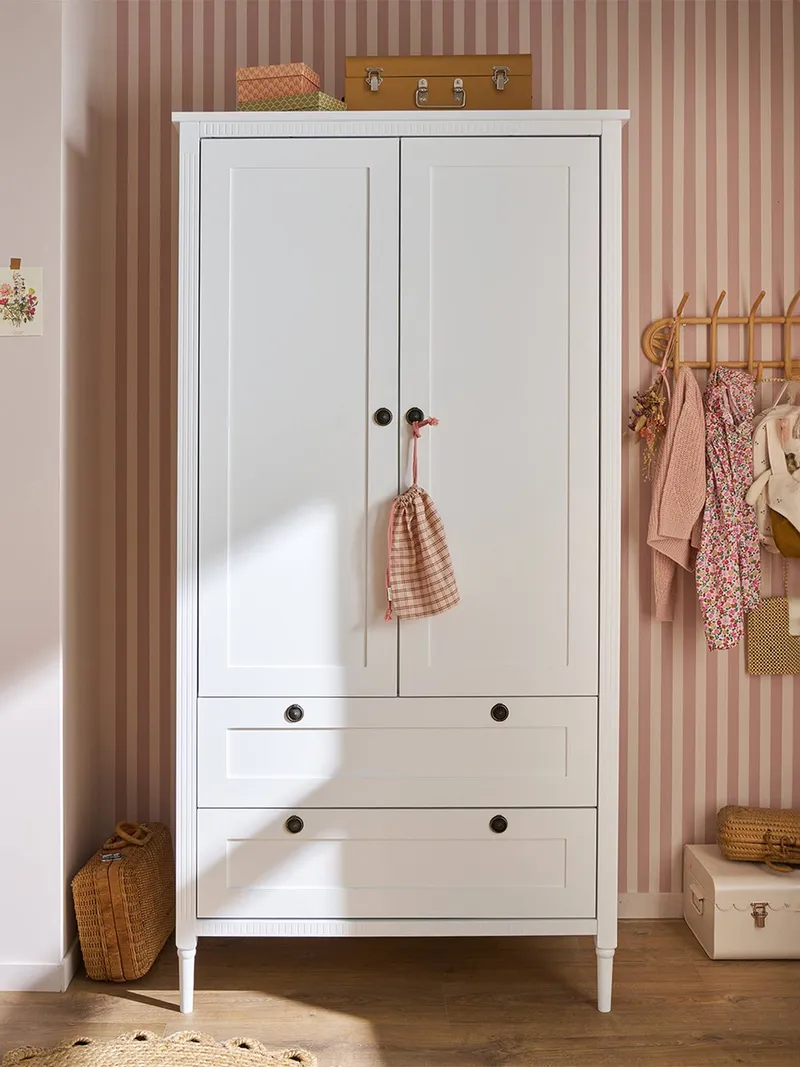 Vertbaudet Vertbaudet Kleiderschrank mit 2 Türen CANOPÉE Kinderzimmer, Weiß, – Produktbild 1 von 4