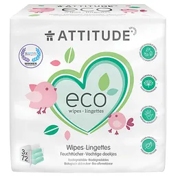 Attitude Attitude 100 % biologisch abbaubare Feuchttücher 3-er Pack (3 x 72) – Produktbild 1 von 1