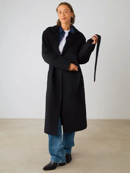 Honest Basics Honest Basics Damen Mantel aus recycelter Wolle, Schwarz, – Produktbild 6 von 6