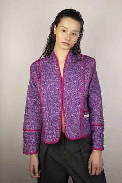 Kiwistories Gesteppte Wendejacke Leinen Viskose I made in Portugal I Print, Bunt, – Produktbild 2 von 4