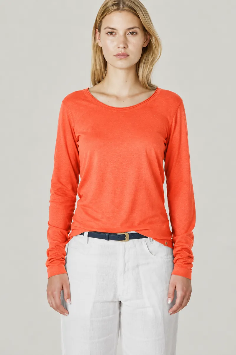 HempAge Hempage Damen vegan Langarm T-Shirt Ziegelorange, Orange, – Produktbild 2 von 2