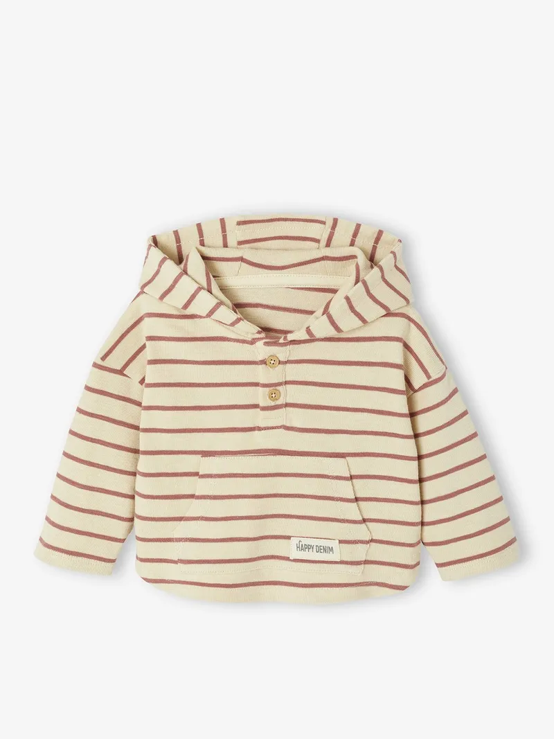 Vertbaudet Vertbaudet Jungen Baby Langarm-Kapuzenshirt, Terrakotta farbe, – Produktbild 2 von 4