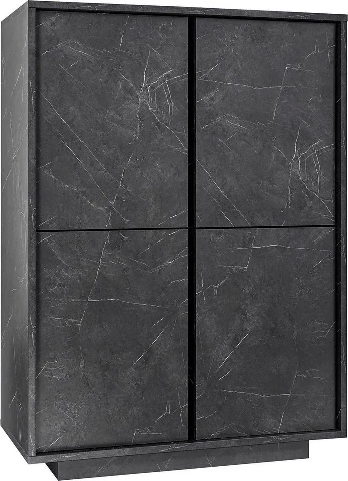 Home affaire Highboard Carrara, grifflos, Grau, – Produktbild 1 von 5