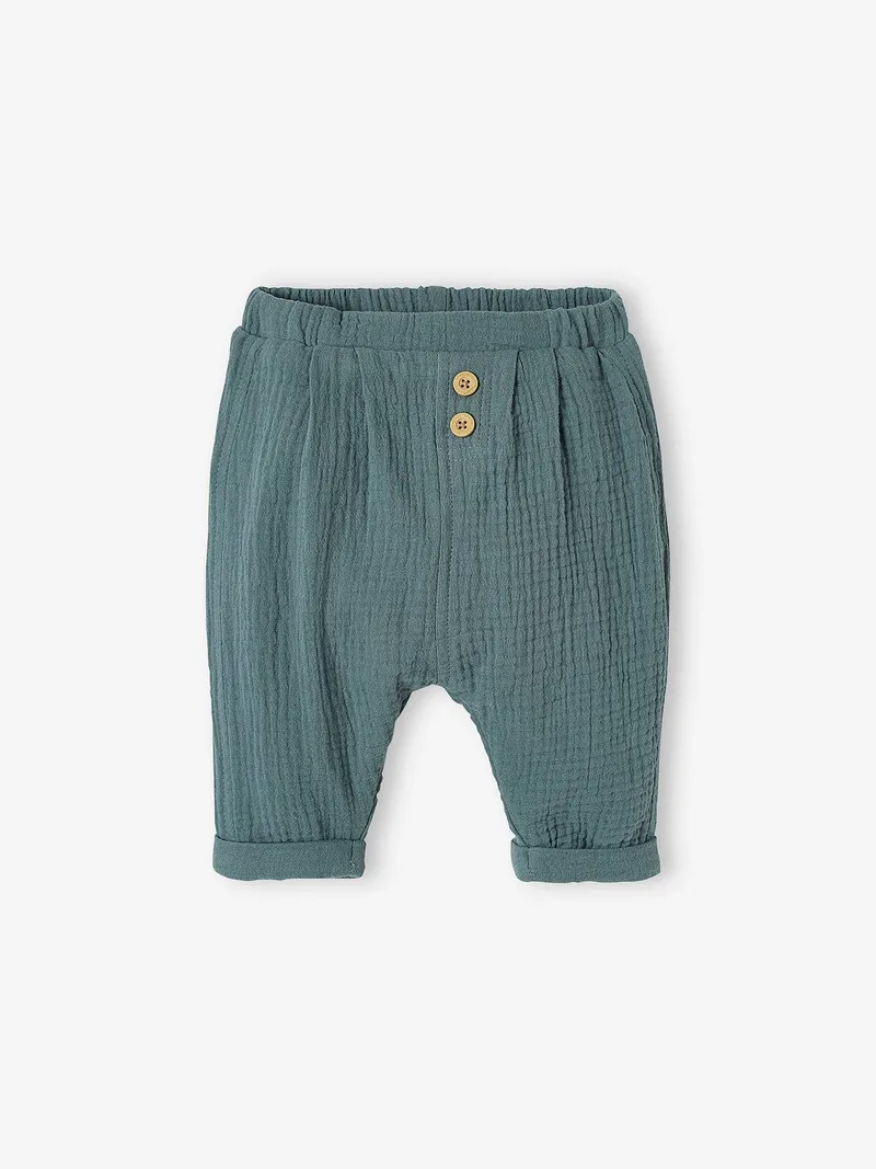 Vertbaudet Baby Hose aus Musselin, Aquamarin, – Produktbild 4 von 4