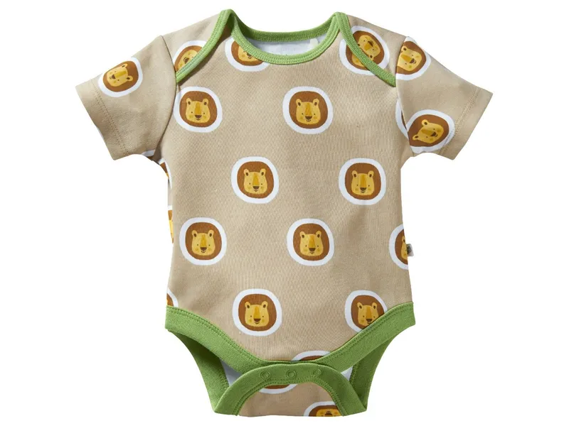 HANS NATUR Baby Body Kurzarm Bio-Baumwolle Löwe Gr. 86/92, Mehrfarbig, – Produktbild 1 von 2