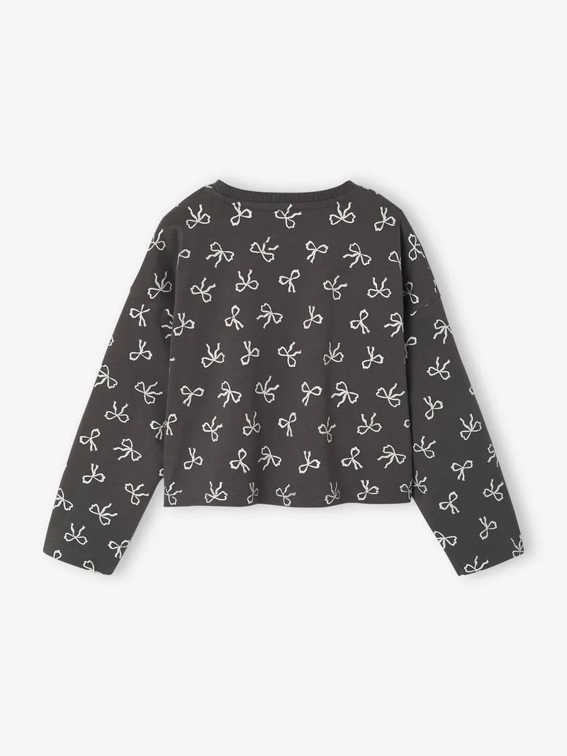 Vertbaudet Mädchen Cropped-Shirt mit langen Ärmeln, Anthrazit, – Produktbild 2 von 3