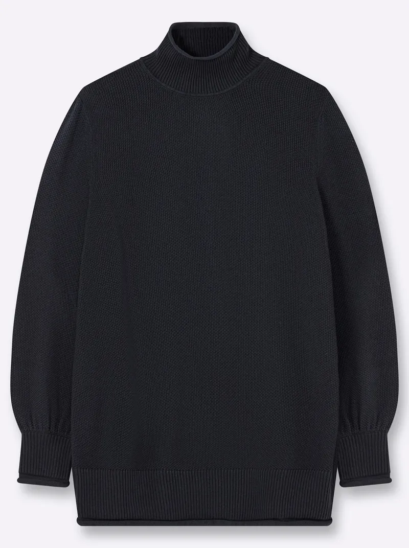 sheego Rollkragenpullover tiefblau, Tiefblau, – Produktbild 1 von 3