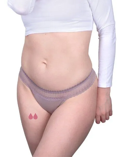 Taynie Leichte Periodenunterwäsche - Biozidfrei - 60°C - Taynie String, Flieder-grau, – Produktbild 2 von 4