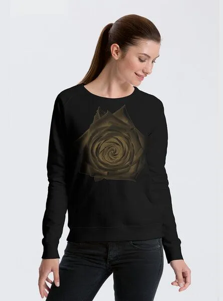Peaces.bio - handbedruckte Biomode Peaces.bio - handbedruckte Biomode Bio Damen-Sweatshirt Rose, Schwarz, – Produktbild 1 von 1