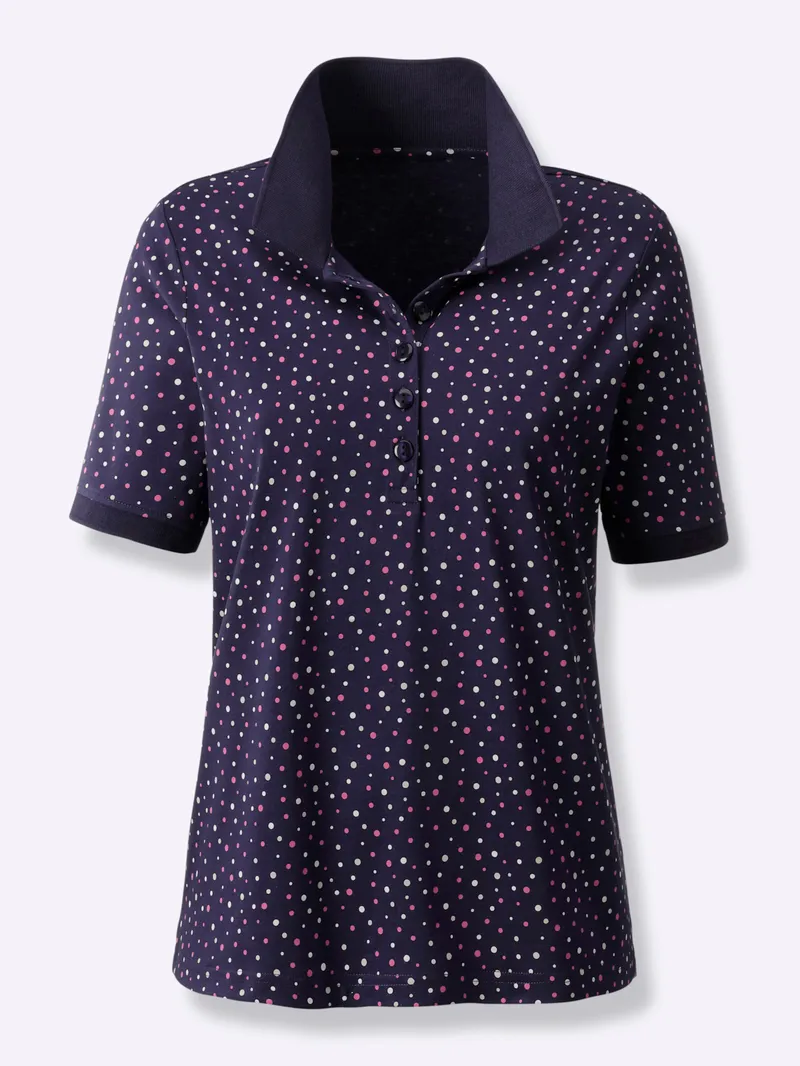 Witt Poloshirt marine-fuchsia-getupft, Marine-fuchsia-getupft, – Produktbild 1 von 1