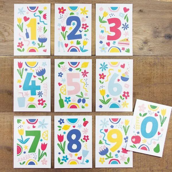 Bow & Hummingbird Bow & Hummingbird Postkarten Set Zahlen - 20 Stück – Produktbild 1 von 4