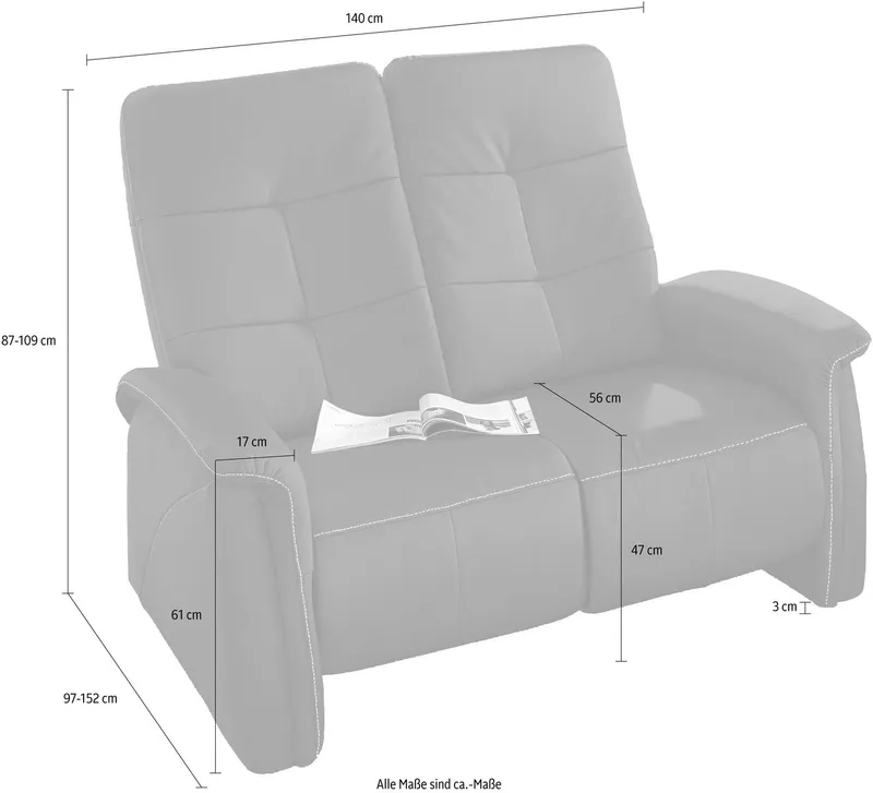 exxpo - sofa fashion 2-Sitzer Tivoli, Kinosofa, bequem und komfortabel durch die Relaxfunktion, (2-sitzig), schmale Armlehnen, hohe Rückenlehne, Weiß, – Produktbild 1 von 3