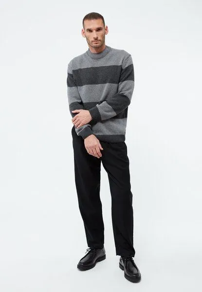 Givn Berlin Givn Berlin Gestreifter Strickpullover GBIVAN aus recycelter Wolle, Iron grey / anthracite (stripes), – Produktbild 3 von 4