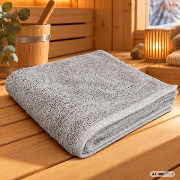 VEGAN home Saunatuch | 100% Bio-Baumwolle | 100x200cm | Verschiedene Farben, Silber, – Produktbild 1 von 2