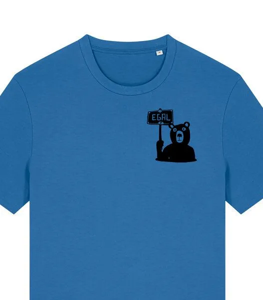 päfjes päfjes Dem Bären ist es EGAL! Dir auch? - Fair Wear Männer Unisex Bio T-Shirt Siebdruck, Blau (mindful blue), – Produktbild 3 von 4