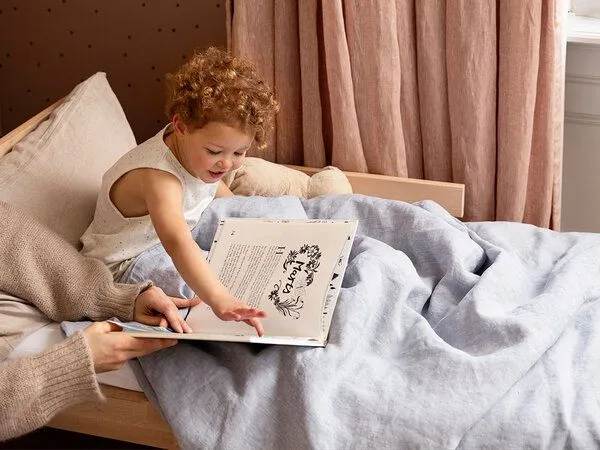 Yumeko Kinderbettwäsche "Yumeko" aus Gewaschenes Leinen, Blue chambray, – Produktbild 1 von 4