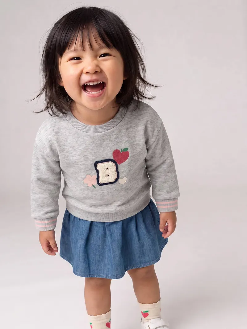 Vertbaudet Vertbaudet Kleid mit Druckknopföffnung hinten Baby, Blue stone, – Produktbild 2 von 4