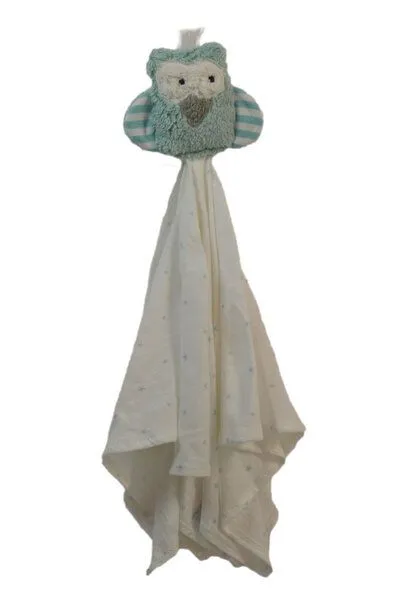 Pat und Patty Pat und Patty Personalisertes Schmusetuch/ Schnuffeltuch, Greifling „Eule“, 100 % Baumwolle-kbA – Produktbild 3 von 4