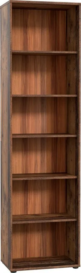 FORTE Regal Tempra, Mehrzweckregal schmal, Höhe 197,5 cm, 5 Ablageböden, Höhe ca. 197,5 cm, Braun, – Produktbild 2 von 5
