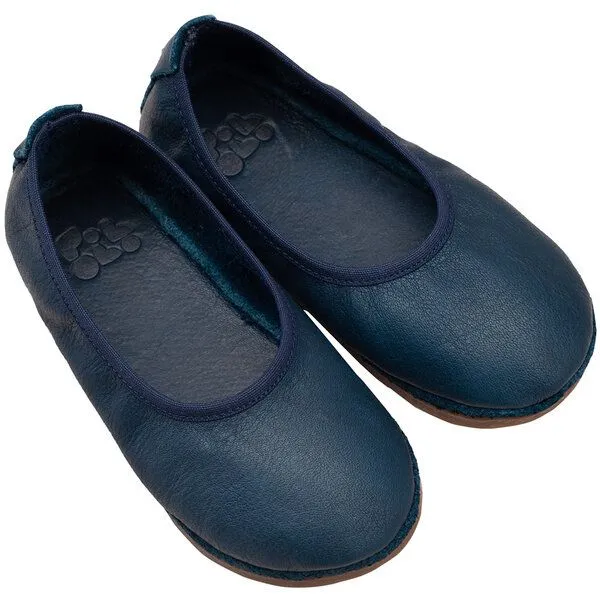 Pololo Pololo Barfuß-Ballerina aus pflanzlich gegerbtem Leder mit Ledersohle, Größen 20-34, Blau, – Produktbild 1 von 3