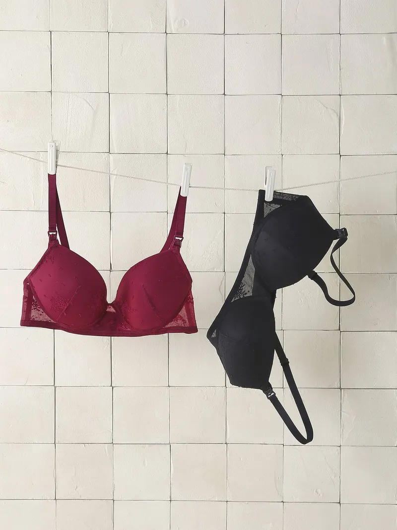 Vertbaudet 2er-Pack Still-BHs mit Bügeln aus Spitze für Schwangerschaft und Stillzeit, Bordeaux, – Produktbild 1 von 4