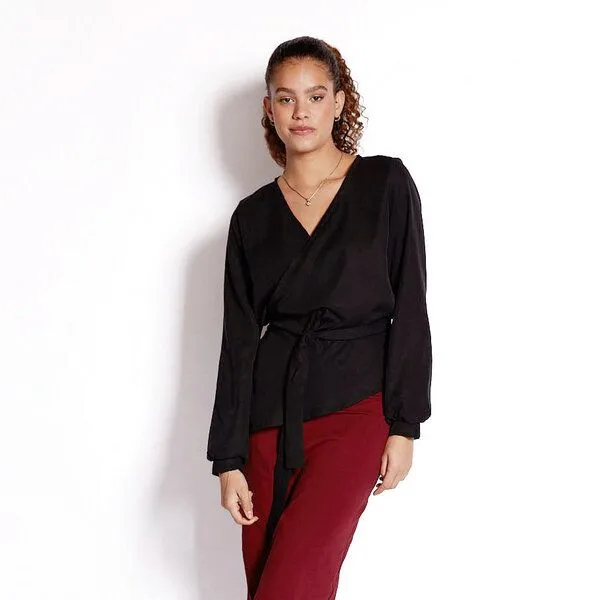 WiDDA berlin WiDDA berlin Wickelbluse KONO in Schwarz aus TENCEL – Produktbild 4 von 4